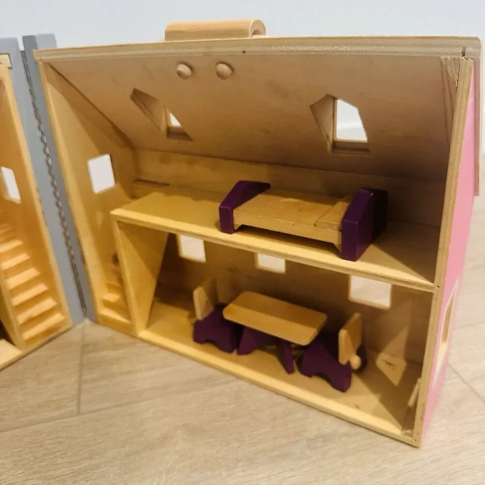 Melissa & Doug Fold Go Wooden Dollhouse Furniture Accessories Pink Wooden 3701